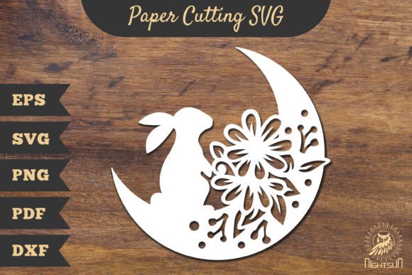 Floral Bunny and Moon Papercut SVG 1 Review