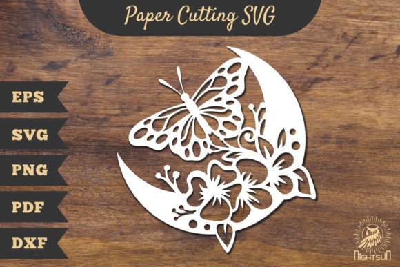 Floral Butterfly and Moon Papercut SVG 1 Review