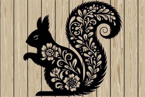 Floral Squirrel Stencil Silhouette SVG Review