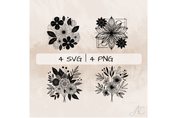 Flower SVG Bundle, Geometric Floral PNG Review