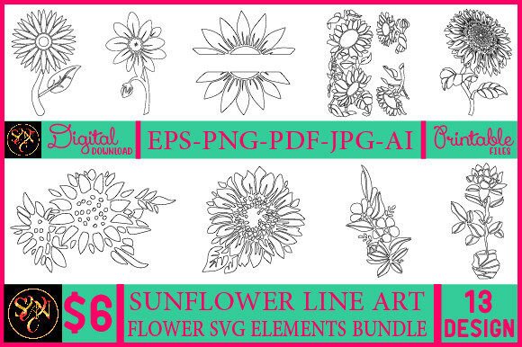 Why Sunflower Line Art Flower SVG Elements B Works for Real Embroidery